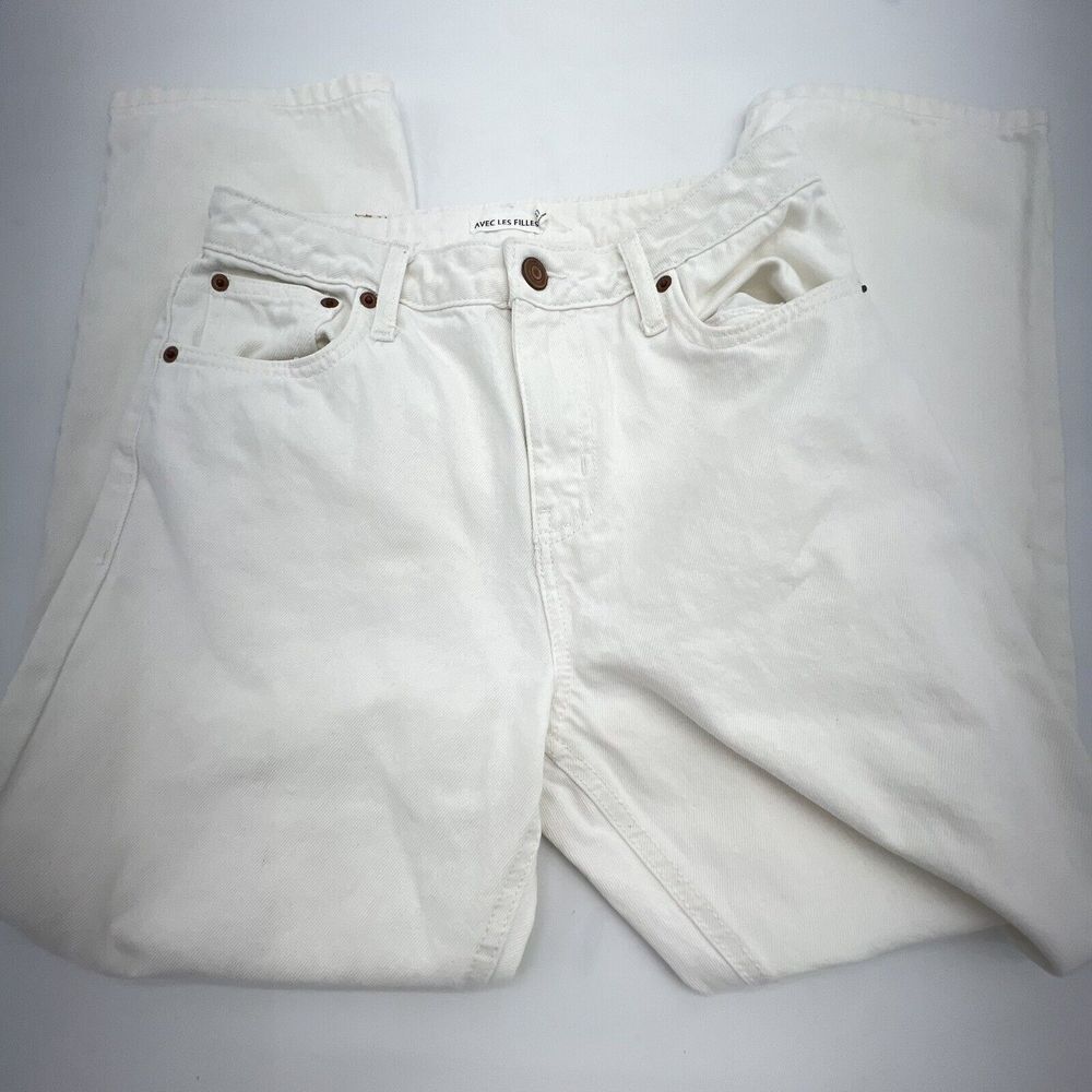 Avec Les Filles White Denim Ankle Jeans Straight Size 27